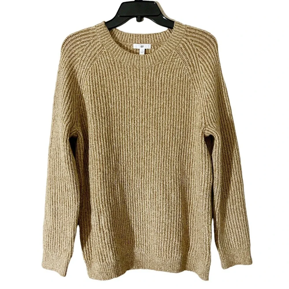BP Nordstrom Womens NWT Plaited Stitch Crewneck Pullover Sweater Tan Sz S Knit - Picture 4 of 7